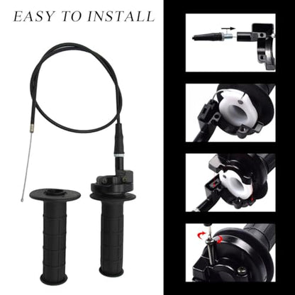 Yourkar Twist Throttle Accelerator Handle Grips, Throttle Cable Kit for 50cc 90cc 110cc 125cc, Twist Throttle Accelerator Handle Grips and Cable Set, Motorcycle Accessories