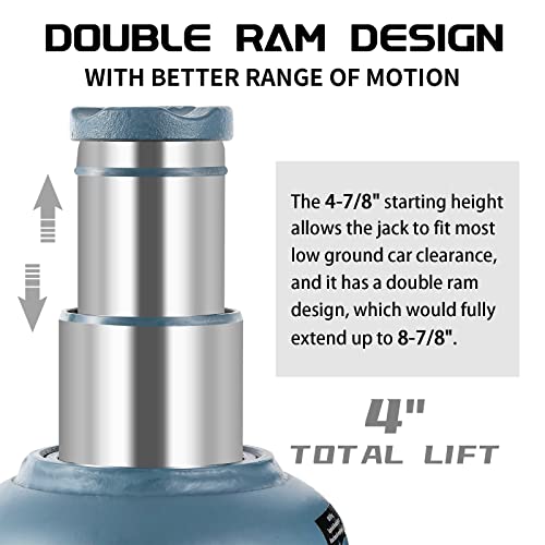 BAOSHISHAN 10 Ton Double Ram Bottle Jack 4.92" to 8.86" Lift Range - size: 10 Ton (Low Profile)