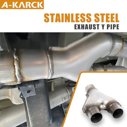 Exhaust Y Pipe 2.25" Inlet, A-KARCK Stainless Steel 2" Outlet 10" Long Y Pipe Withstands High Temperatures - color: Y Pipe, size: 2.25 To 2.0inch 10"Long