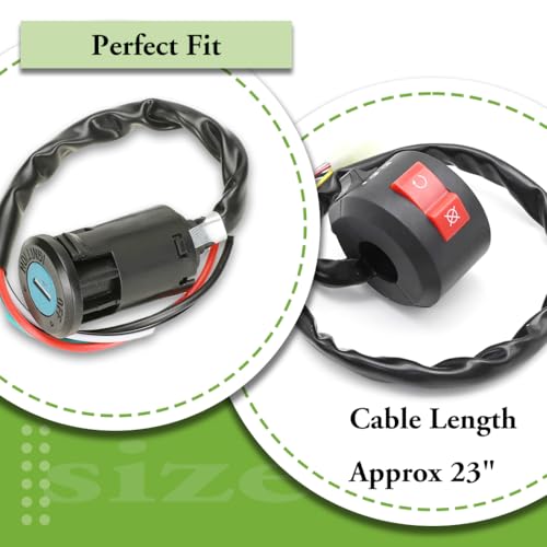 3 Function Left Starter Switch Assembly+4 Wires Ignition Switch Key with Cap Fit for 50cc 70 cc 90cc 110cc 125cc 150cc TaoTao Coolster SUNL Chinese ATV Quad 4 Wheeler Apollo Dirt Bike Scooter