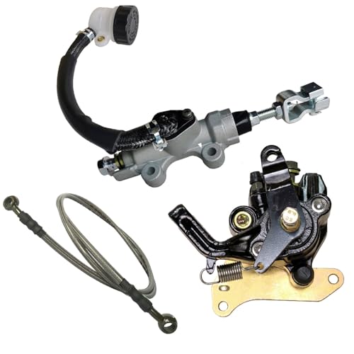 Rear Brake Caliper with Parking Brake & Master Cylinder & Brake Hose Line Kit Direct Replacement Compatible with Honda TRX400EX 400EX 1999-2004 OE # 43510-HN1-006 43250-HN1-006 43310-HN1-003