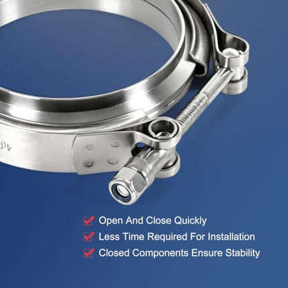 4" V-Band Flange Clamp Kit W/Ridge 2PC Stainless Steel For Exhaust Downpipe - size: 4.0"