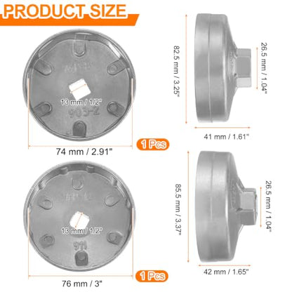 HARFINGTON 2pcs Oil Filter Cap Wrench 8/12 74/76mm Inner Dia 1/2" Square - size: 8/12 Flute 74/76mm