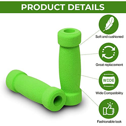 AlveyTech Handlebar Foam Grip Set - Replacement Hand Grips for Razor, Radio Flyer, Kids Kick Scooter, ATV, E-Bicycle, Electric Folding Scooters, Mountain Mini Bike Parts, fits Any 9/16" Bore Handle - color: Green