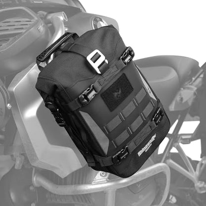 Rhinowalk Motorcycle Crash Bar Bag Waterproof 6L Motorcycle Frame Bag Saddle Bag Side Bag with Shoulder Strap (Black, 7L) - color: Black 7L