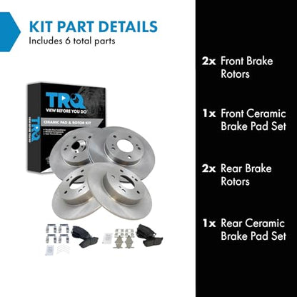 TRQ Front and Rear Brake Pad and Rotor Set Ceramic Vented Solid Rotors - style: BKA11209