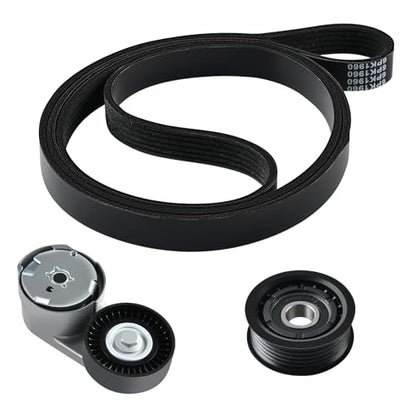 Tecoom Vehicle Serpentine Belt Tensioner Idler Pulley Set Fit for Dodge Journey 13-19, Avenger 13-14, Grand Caravan 11-16, for Chrysler Town & Country 11-16, 200 12-14, Ram C/V 12-15 3.6L 90K39282D - size: 90K-39282D
