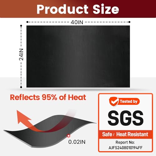 Aluminum Adhesive Heat Shield Wrap for Automotive, 40x24 in, Black - color: Black, size: 40" x 24"