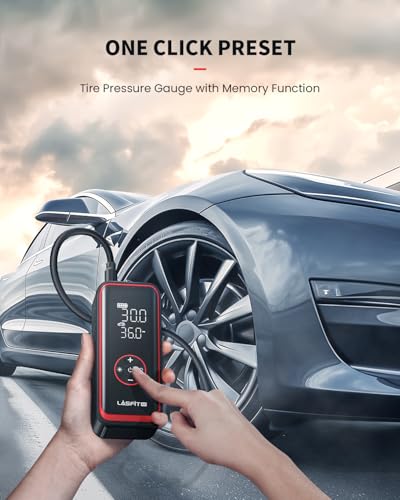 LASFIT TK1 Pro Tire Inflator Portable Air Compressor [5X Faster Inflation] 150PSI Tire Inflator 16000mAH Battery Operated Air Pump for Car Tires with Digital Pressure Gauge, Smart Auto Stop - style: TK1 Pro
