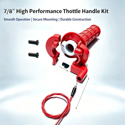 YRHHBYH 7/8 22mm Twist Throttle Accelerator Handle Grips for Pit Bike Mini Bike Throttle Cable Kit 4-Stroke Dirt Bike Pocket Bike for 50cc 90cc 110cc 125cc150cc 200cc 250cc (Red) - color: Red