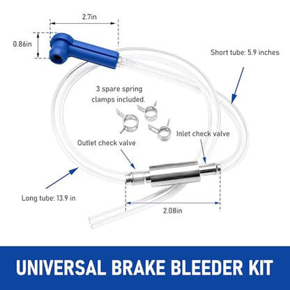 Brake Bleeder Kit, One Way Check Valve Brake Fluid Hose Hydraulic Bleeding Tool with Clamps, Heavy Duty Tube Bleeding Tool Kit for Car Motorcycle Clutch, Car Accessories (Blue) - color: Blue