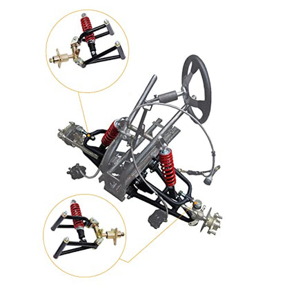 11 Inch Front Suspension Shock Swing Arm Kit for ATV Quad Bike Go Kart Buggy, Upper and Lower Steering Knuckle Spindle Full Replacement DIY Off-Road Upgrade