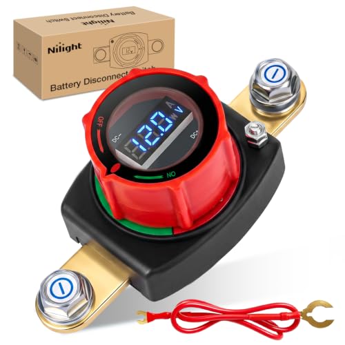 Nilight Side Post Battery Disconnect Switch with Led Voltmeter Display - color: 275A Side Post ON/Off Switch w/Voltmeter Display