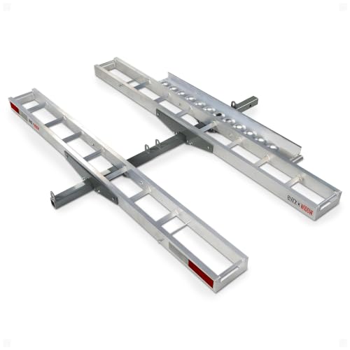 Black Widow Aluminum Double Motorcycle Hitch Carrier, 600 lb, 2 in Hitch - style: Two Bikes