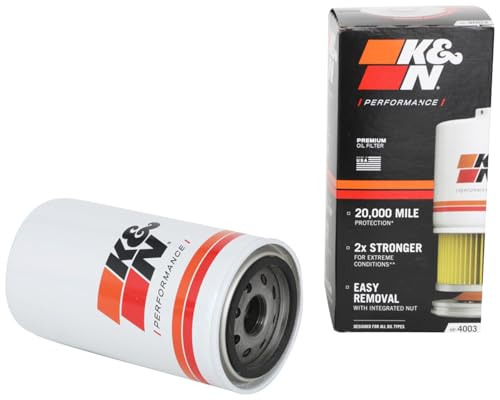 K&N Oil Filter: 20,000 Mile Engine Protection with Wrench Off Nut, HP-4003 - size: 1 inch