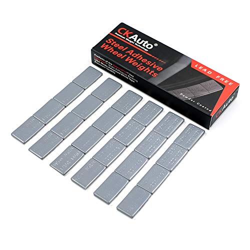 CKAuto 1/2oz, 0.5oz, Steel Adhesive Stick-On Wheel Weights, Gray, 12oz Box - color: Grey, size: 24PCS
