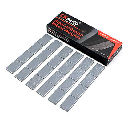 CKAuto 1/2oz, 0.5oz, Steel Adhesive Stick-On Wheel Weights, Gray, 12oz Box - color: Grey, size: 24PCS