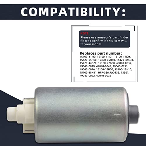 New 1pc High Performance DC 12V Electric Gas Intank EFI Fuel Pump With Strainer Compatible with ER-6N KX Ninja Vulcan Z1000 & Bandit 1250S GSX GSXR GSXS Katana 650 RMX RMZ TU250 Vstrom Motor - size: Motorcycle