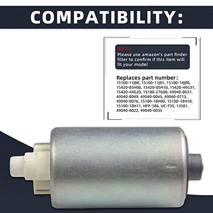 New 1pc High Performance DC 12V Electric Gas Intank EFI Fuel Pump With Strainer Compatible with ER-6N KX Ninja Vulcan Z1000 & Bandit 1250S GSX GSXR GSXS Katana 650 RMX RMZ TU250 Vstrom Motor - size: Motorcycle