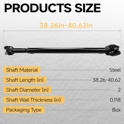 38.26-40.62'' Front Drive Shaft Fit For Jeep Wrangler - size: 65-9765; Front; 38.27in - 40.63in