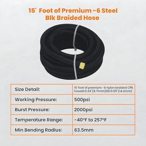 15FT 6AN Automatic Transmission Cooler Line Kit for 4L60E 4L65E Transmisson - size: 6AN 15FT -17