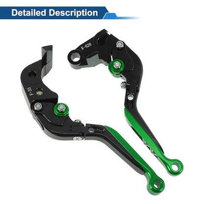 Short/Long Brake Clutch Levers for Kawasaki Ninja ZX6R 00-04 Black - color: Black Handle Green End