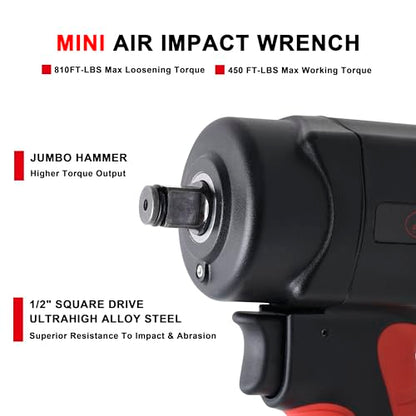 AEROPRO TOOLS air impact wrench 1/2，pneumatic mini impact gun