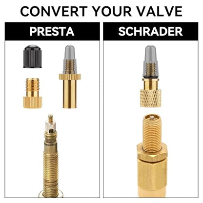 DDJ Bicycle Presta Schrader Valve Adapter, Brass DV AV SV Converter, Air Chuck Quick Connect, Inflation Needle, Air Pump Needle Set Suitable for All Bicycles, Sports Balls and Inflatable Equipment