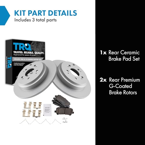 TRQ Rear Brake Pad and Rotor Set Ceramic Solid Rotors - style: BKA14733