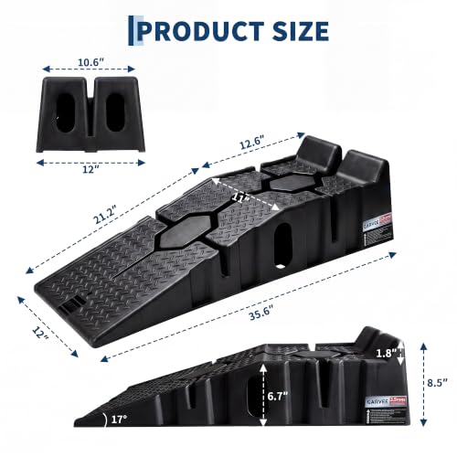Garvee 2 Pack Low Profile Car Service Ramps, 3.5 t Heavy Vehicle Lift Ramps - color: Black, size: 3.5 T