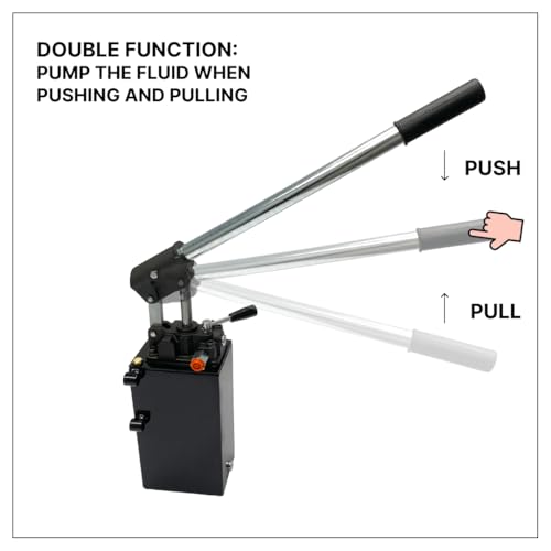 Double Acting Hydraulic Hand Pump with 3 QTs Tank - Manual Hydraulic Pump with Changeover Valve - 2.7 CID, 3600 PSI, 3/8" NPT Ports Piston Hand Pump - color: Double Acting, size: 2.7 CID 3 QTs tank
