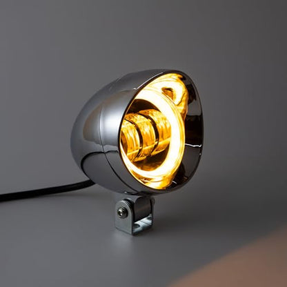 Chrome Bullet LED Motorcycle Fog Lights & Auxiliary Headlight - Dual Color DC12V for ATV, Cruisers, Scooters (style two) - style: style two
