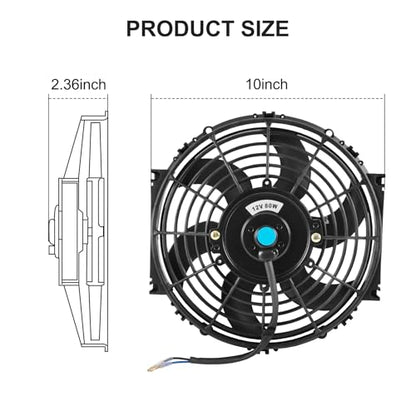 JDMSPEED New 2 Sets Universal 10'' Electric Radiator Cooling Slim Fan Push Pull Mounting Kit - color: Black, size: 10 Inch*2