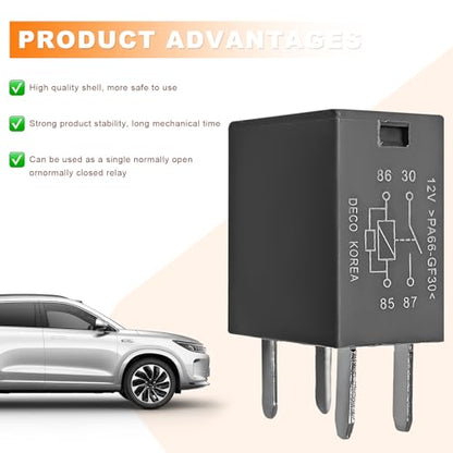 2PCS Car Air Conditioning Relay, 13500114/8385 12VDC 40A 4-Pin Quick Connect Relays, Multi Purpose High-Performance Fuse Box Relay for Vehicle AC Fan Starter Light & More - color: 2PCS