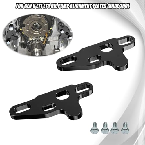2PCS Black Oil Pump Alignment Girdle Brace Kit,Billet Aluminium CNC Machined Oil Pump Guide Hold Down Tool for GM Gen V LT1 LT4 LT5 L83 L86 L87 Engine Cam Swap,Anodized Finish with Bolts - color: BLACK