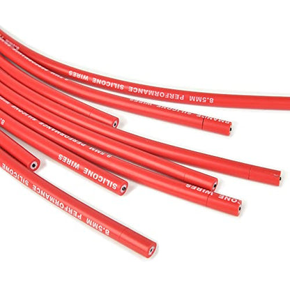 Universal Spark Plug Wire Set 8.5mm with Red Silicone Jacket and 90 Degree Boots Replaces 4041 - style: 90 Degree Boots