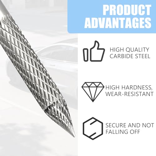 Zpana 3PCS Car Tire Reamer Drill Bit, 3mm 4.5mm 6mm Carbon Steel Vehicle Tyre Repair Carbide Burr Drill Bit, Multi Size Flat Tire Patches Plug Wire Cutter, Universal for Sedan Truck SUV