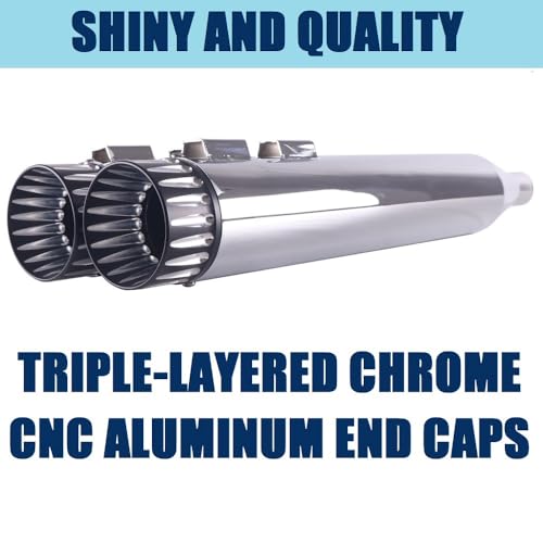 SHARKROAD 4" Slip On Mufflers For Harley Touring 09-16 Exhaust Upgrading - style: 4.0" Chrome with Black Tip, HDMF-409508CB