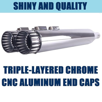 SHARKROAD 4" Slip On Mufflers For Harley Touring 09-16 Exhaust Upgrading - style: 4.0" Chrome with Black Tip, HDMF-409508CB