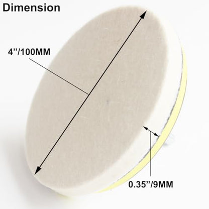 5 Pcs 4" Wool Felt Polishing Pads, Flocking Hook & Loop Back
