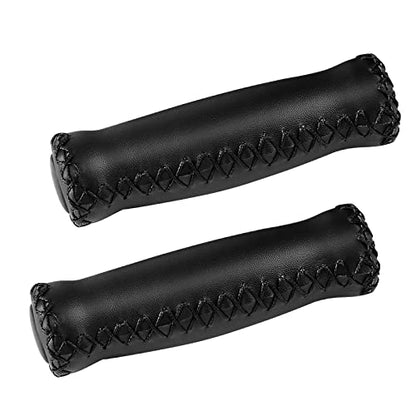 SOLODRIVE Bike Handlebar Grips, Vinyl Leather Grips for Beach Cruiser Bike - color: Black