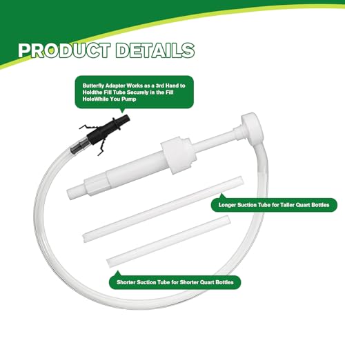 Transmission Fluid Pump Kit, Lower Unit Gear Oil Pump Kit, Fluid Transfer Push-pump with 3/8 inch Swivel, 8cc Per Pumps Stroke, 8mm 10mm Adapters for Oil Change (White)