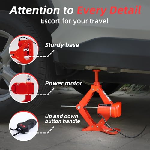 STANDTALL Electric Car Jack 3 Ton 12V Scissor Floor Jack Kit - color: Red