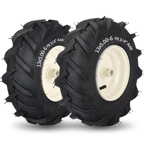 GICOOL 13x5.00-6 Tiller Tire & Wheel 3/4" Axle, 2PK for Craftsman Troy-Bilt - size: 13x5.00-6, 3/4" Axle Bore