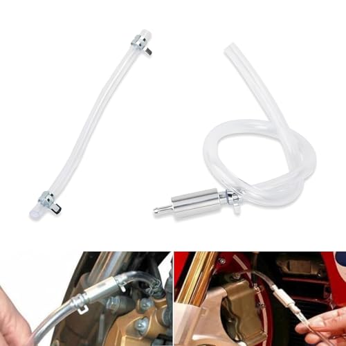 2 PCS Motorcycle Brake Bleeder Hose Kit, Filler Pipe Clutch Hydraulic Brake One-Way Check Valve, Clutch Drained Bleeder Tool, Universal for Most Motorcycles Repair Accessories (Silver)