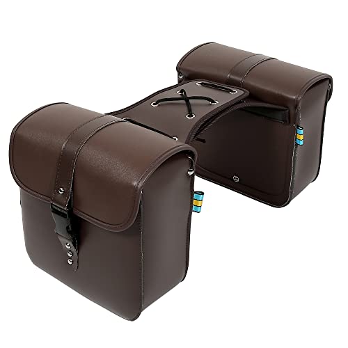 Motoforti Pair Motorcycle Saddlebag Side Tool Bags Cycling Luggage Bag Waterproof Quick Release Buckles - color: Brown