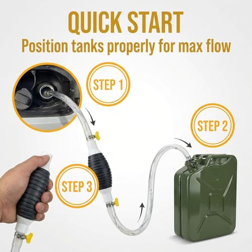 Multifunctional Car Liquid Siphon Pump, High Flow Manual Fuel Siphon Transfer Hand Pumps with 3.28FT Hose Clamp, Portable Auto Oil Petrol Diesel Transfer Tool, Universal for Vehicles - size: 3.28FT