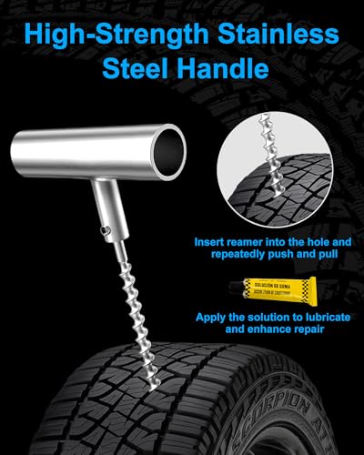 Tire Repair Kit with Plugs, Tire Plug Kit Heavy Duty Professional for Car, ATV, Motorcycle, Truck, Flat Tire Emergency Repair (Boxed Type - 16 PCs) - style: Boxed Type - 16 PCs
