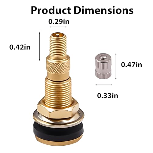 TR618A Brass Metal Valve Stems, Tubeless Air Liquid Tractor Grader Valve Stems for Agricultural Equipment & Industrial Wheels Ideal Clamp - in Replacement Parts - size: TR618A Tire Valve Stem-2PK