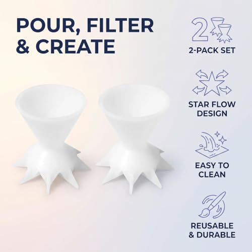 2Pcs White Paint Strainer - Paint Pouring Cup, Split Cup for Paint Pouring Supplies Tools, Paint Pouring Supplies Cups Paint Pouring Strainers, Aint Strainers for Paint, Flower Pour Cups Paint Cups